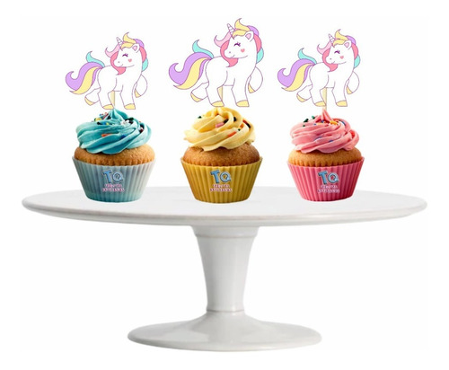 Cupcake Toppers Unicornio Adorno Para Muffins X10