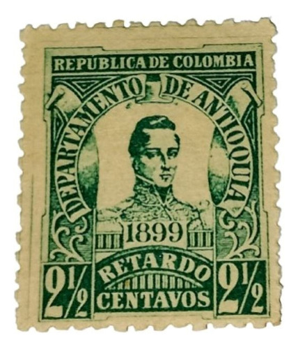 Estampilla Antioquia Colombia 1899 Gral. Cordoba