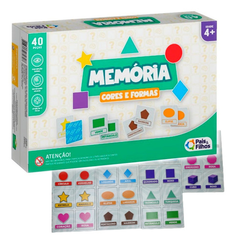 Jogo Da Memoria Cores E Formas 54p Educativo Exercitar Mente