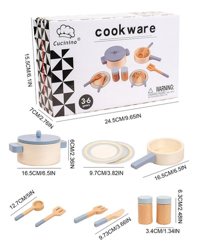 Brinquedos De Madeira Jogam Acessórios De Cozinha, 10 Peças