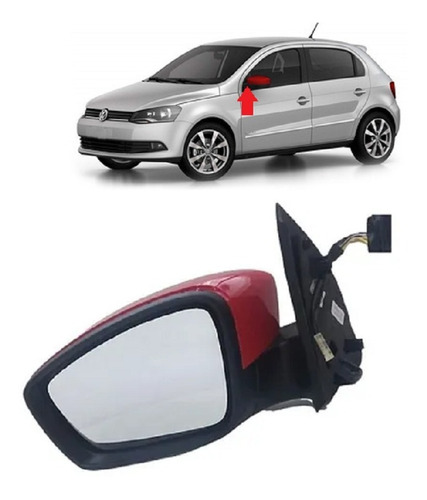 Retrovisor Elétrico L.esq S/pisca Gol/voyage G6/g7 Vermelho