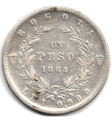 1 Peso 1864 Bogotá Estados Unidos De Colombia