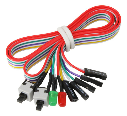 Cabo Interruptor Botão Power Sw E Reset Sw Com Leds Ligar Pc