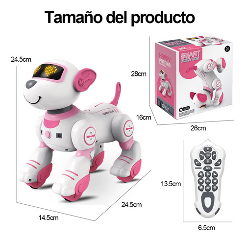 Robot Perro Juguete Para Niños Control Remoto Interactivo Color Rosa