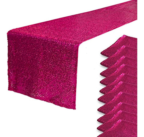 Jyflzq Hot Pink Sequin Table Runner 12  X 108  Pack De 10 Sp