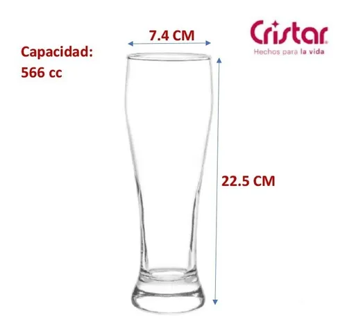 Vaso Cervecero X6 Berlin 562cc Vidrio Cristar Gaseosa Pinta