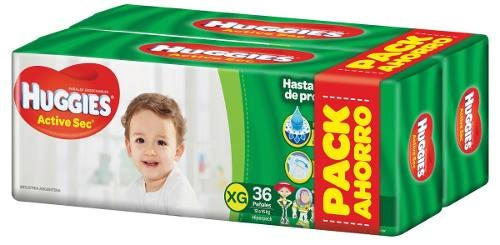 Pañales Huggies Active Sec Xg 72u - Bebés Y Niños