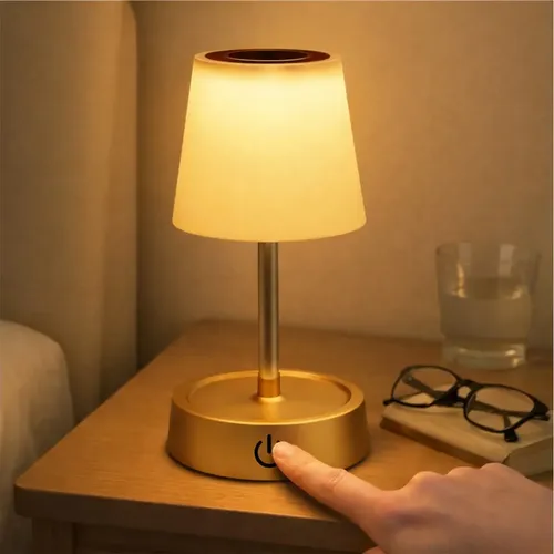 Luminária de Mesa LED Recarregável  com Toque, Abajur Ajustável para Cabeceira e Escritório