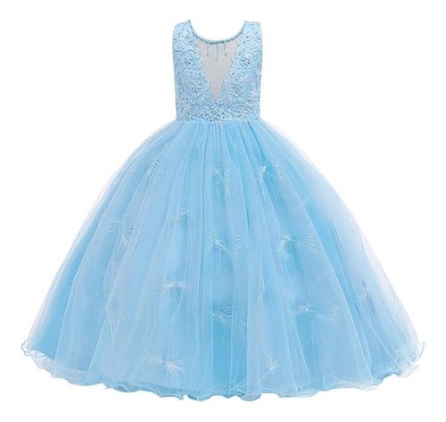 Vestido Largo De Tul Con Apliques De Princesa Cumpleaños