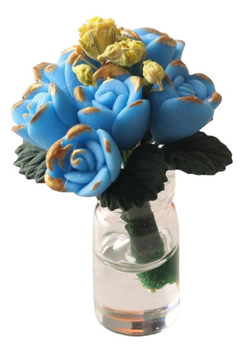 1/12 Miniatura Bonsái Planta Casa De Muñecas Azul Claro