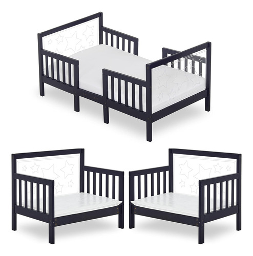 Star - Cama Convertible 3 En 1 Para Niños Pequeños En Azul M