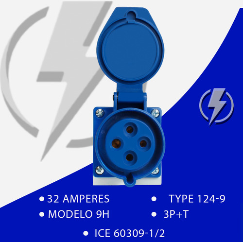 5 Pc Tomada Sobrepor 3p+t 32a Azul 9h 220v Omg 4209