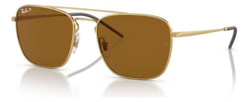 Óculos De Sol - Ray-ban - Rb3588 925083 55 Armação Ouro Haste Ouro Lente Marrom-escuro Desenho Quadrado