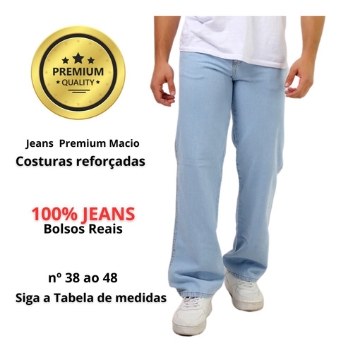 Calças Masculinas Jeans Tradicional Larga 38 Ao 48 + Cores