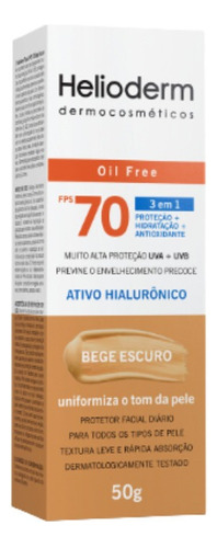 Protetor Solar Heliode Facial Fps70 Oil Free 50g Bege Escuro