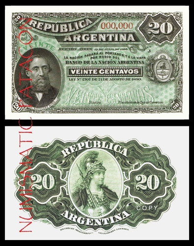 Billete 20 Centavos Caja Conversión 1895 - Copia 229s