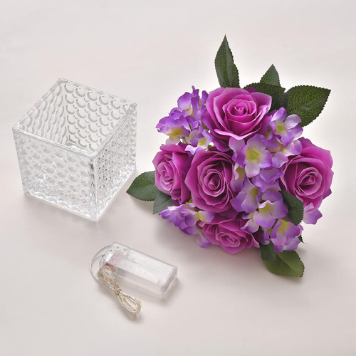 Fule - Arreglo De Centro De Mesa De Rosas Artificiales De Se