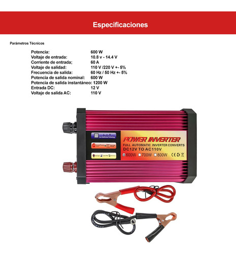 Inversor De Voltaje De 600w Para Auto Usb El-inv600w