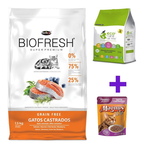 Imagen 1 de 5 de Biofresh Gatos Castrados 7,5kg Mas Sanitario 4kg Y Envio