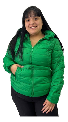 Campera Inflable Mujer Capucha Desmontable, Talle Grande