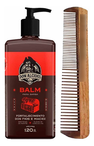 Kit Balm Para Barba Negra 120ml E Pente Duplo Don Alcides