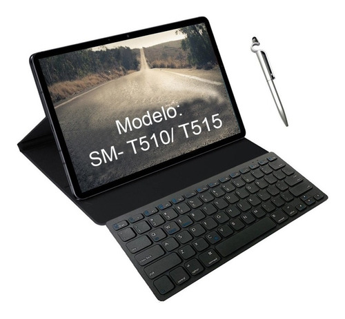 Capa Com Teclado Para Galaxy Tab A 10.1 T510/515 + Caneta Cor Preto