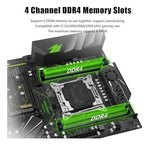 Placa-mãe X99 Machinista Mr9a V2 X99 Pro Preto Com Verde
