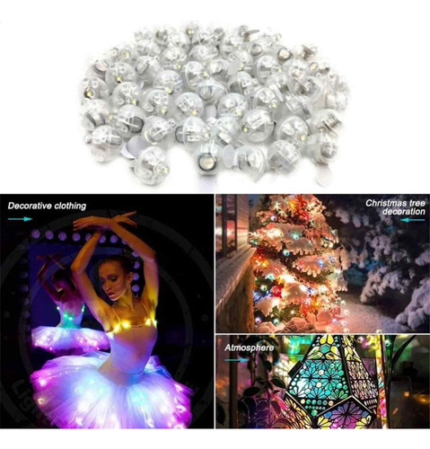 50 luces LED individuales para globos, decoración de fiestas de Navidad, blanco frío, color blanco