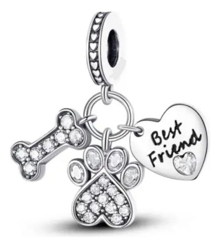Charm Huesito Huellita Corazón Dije Compatible Pulsera Amor