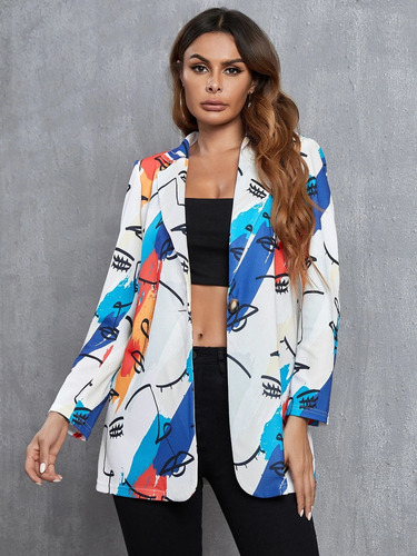 Blazer Peque?o Con Estampado De Dibujos Animados De Moda Cas