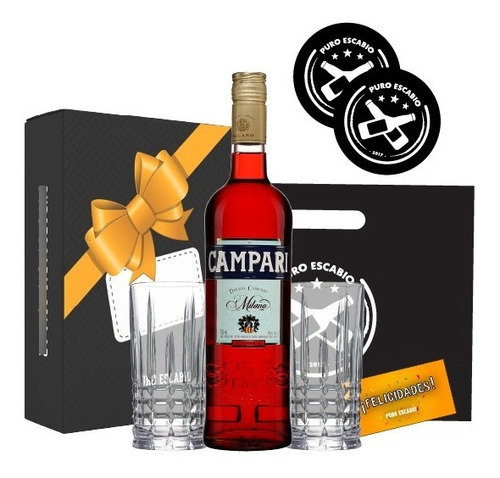 Experiencia Campari 750ml Box Regalo + 2 Vasos Caja Set