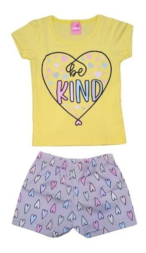Conjunto Menina Roupa Pijama De Criança Feminino - Be Kind