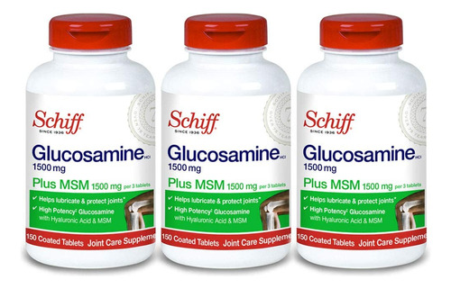 Schiff Glucosamina 1500 Mg Plus Msm Y Acido Hialuronico, 150