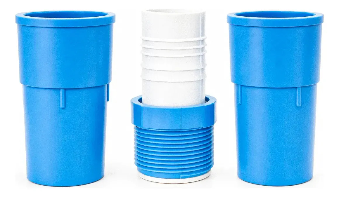 Ponteiras Para Mangueira + Adaptador Para Aspiração Piscina Azul