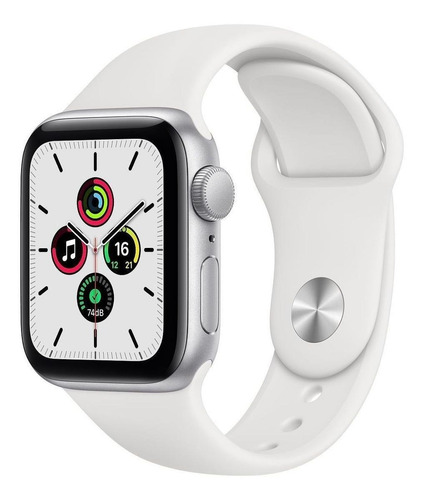 Imagen 1 de 9 de Apple Watch SE (GPS, 40mm) - Caja de aluminio color plata - Correa deportiva Blanca
