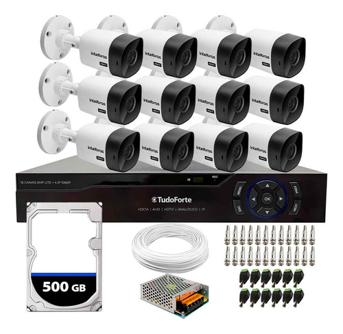 Kit 12 Câmeras Intelbras 1120b Dvr 16 Canais Com Hd Completo