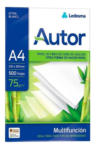 Resma A4 Autor 75 Grs Distribuidor Oficial Ledesma