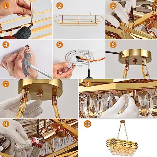 Candelabros De Cristal Modernos Dorados Para Comedor Lámpara
