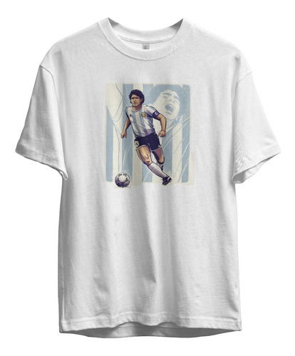 Remera Futbol Diego Maragona Argentina 86 Algodon Blanca