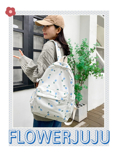 Para Dty Mochila Kawaii Con Estampado Floral, Mochila