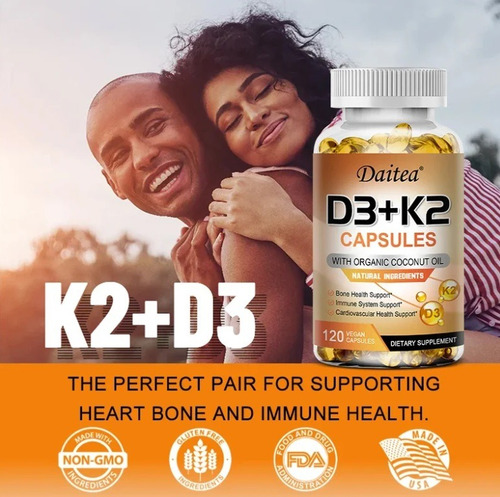 Daitea Vitamina D3 C/k2 120 Caps 5000 Ui Salud Ósea Defensas