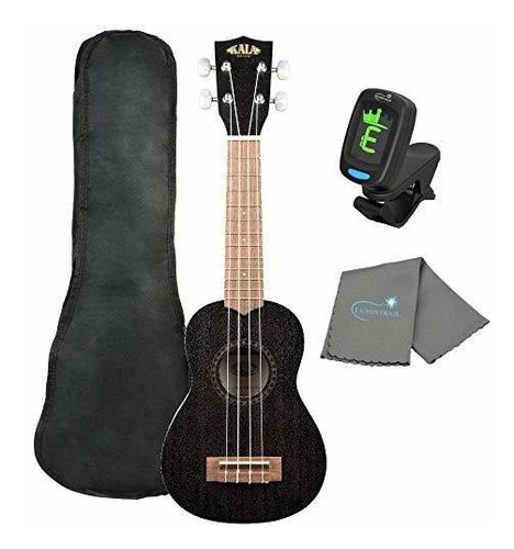 Paquete De Ukelele Soprano De Caoba Satinado Negro Kala Ka-1