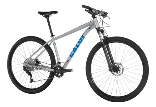 Mountain bike Caloi Explorer Expert 2023 aro 29 M 20v freios de disco hidráulico câmbios Shimano Deore M4100 y Shimano Deore M5120 cor prateado/azul-celeste