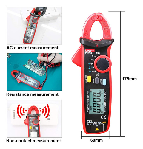 Digital Ut210d 100amp 600v Ac Dc Clamp Meter Multímetro True