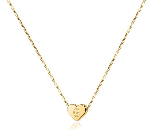 Pavoi Collar Con Inicial De Corazón Pequeño Chapado En Oro A