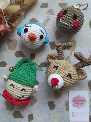 Bolas Navideñas Kids Tejido Crochet X 4 Uni