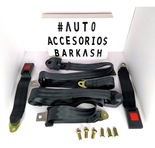 Imagen 2 de 10 de Pack 2 Cinturones Seguridad Universal 3 Puntas Color Negro