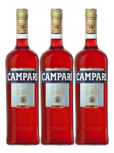 Combo 3 Garrafas 900 Ml Campari Aperitivo Bitter Milano