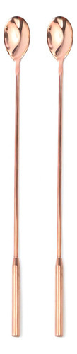 2 Colher De Coquetel Para Bartender Barman Inox Rose Gold