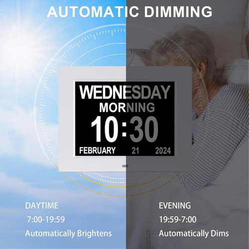 Reloj De Alzheimer Con Pantalla Digital De 7 Pulgadas